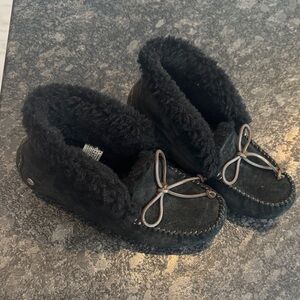 UGG Black Moccasins with Fur Lining